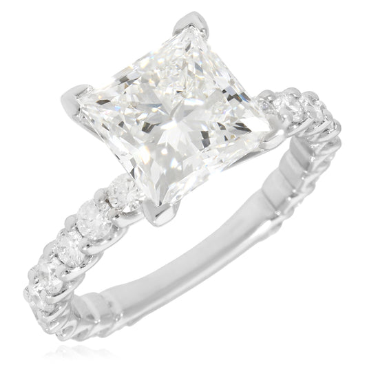 3.04TCW Lab-Grown Radiant-Cut Diamonds 14k White Gold Engagement Ring