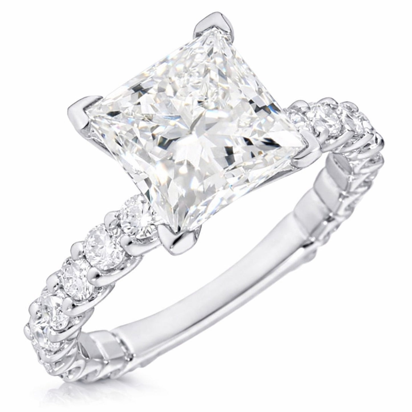 3.04TCW Lab-Grown Radiant-Cut Diamonds 14K White Gold Engagement Ring