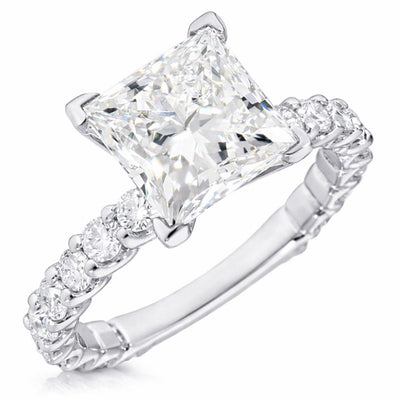 3.04TCW Lab-Grown Radiant-Cut Diamonds 14K White Gold Engagement Ring