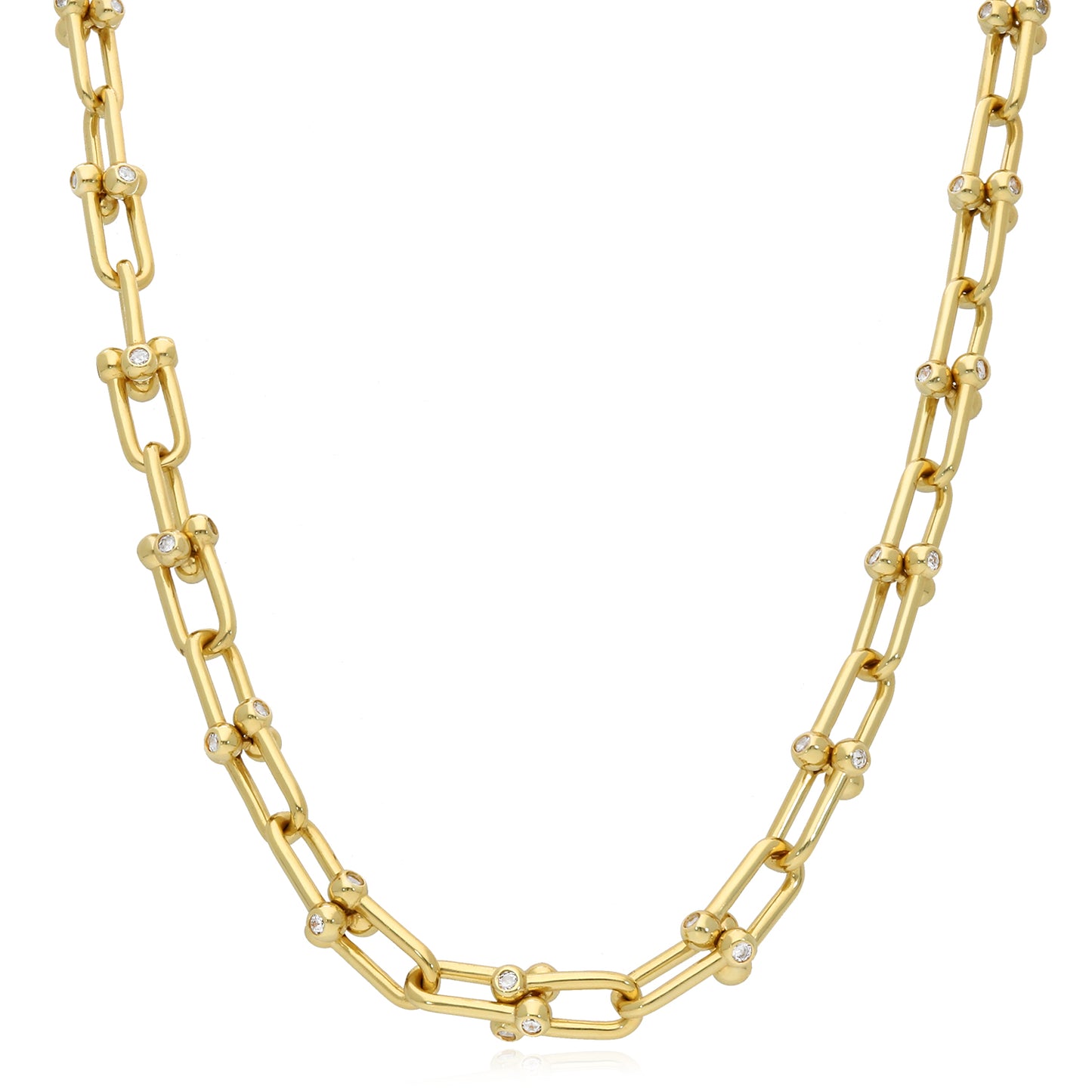 18K Yellow Gold Over Sterling Silver 8mm HardWear Chain (Solid Links) 16"-24"