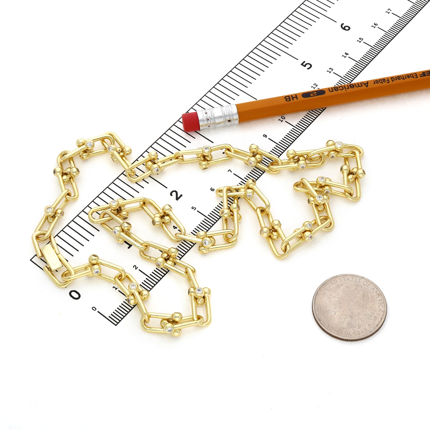 18K Yellow Gold Over Sterling Silver 8mm HardWear Chain (Solid Links) 16"-24"