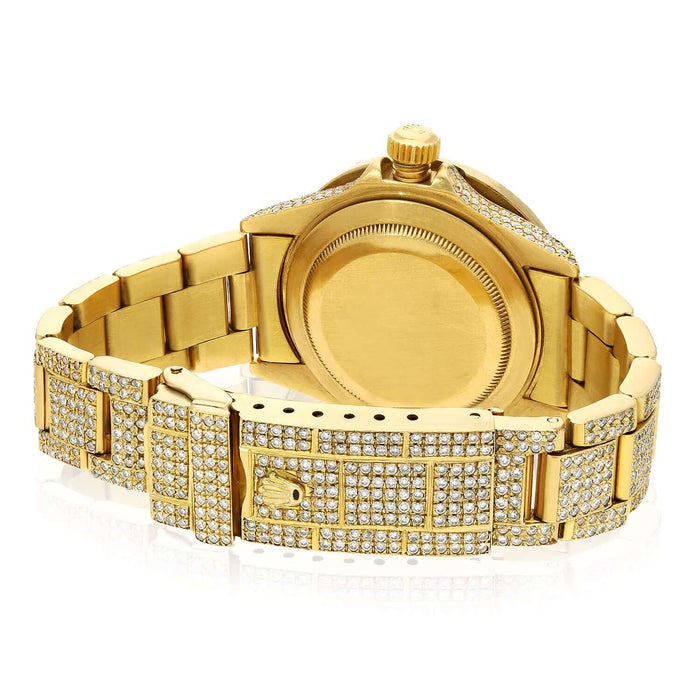 Rolex Yacht-Master 42mm 35CTW Natural Diamond Full Pave 18k Yellow Gold Watch