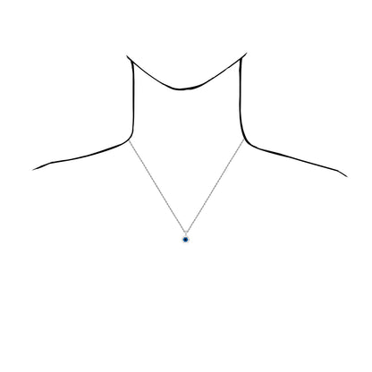 14K White Gold Blue Evil Eye Octagon Pendant 0.7"