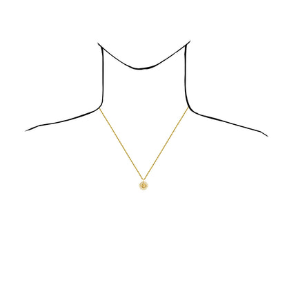 14K Yellow Gold Round CZ Guadalupe Pendant 0.8"