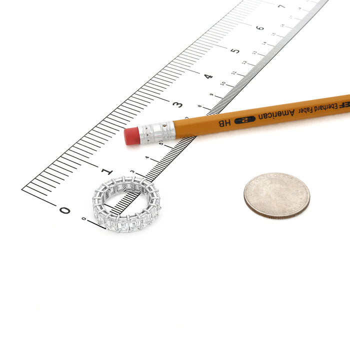 11.39TCW Lab-Grown Diamond 14k White Gold 6mm Emerald Eternity Band Ring