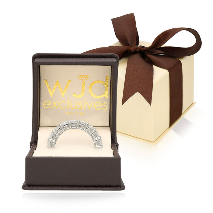 11.39TCW Lab-Grown Diamond 14k White Gold 6mm Emerald Eternity Band Ring