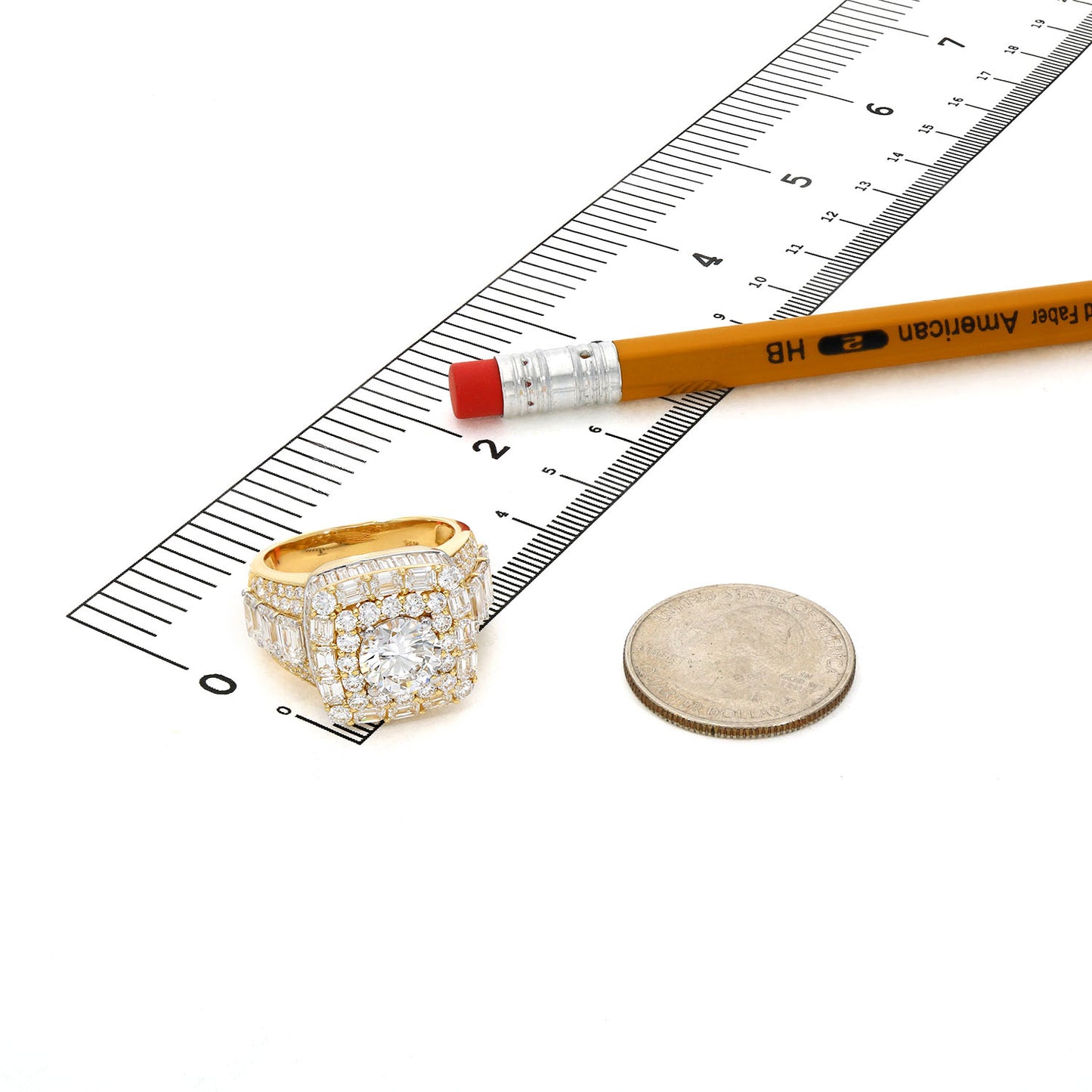 8.87TCW Lab-Grown Diamond 14k Yellow Gold Square Signet Men's Ring