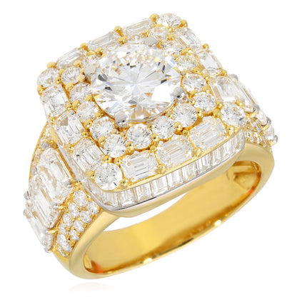 8.87TCW Lab-Grown Diamond 14k Yellow Gold Square Signet Men's Ring