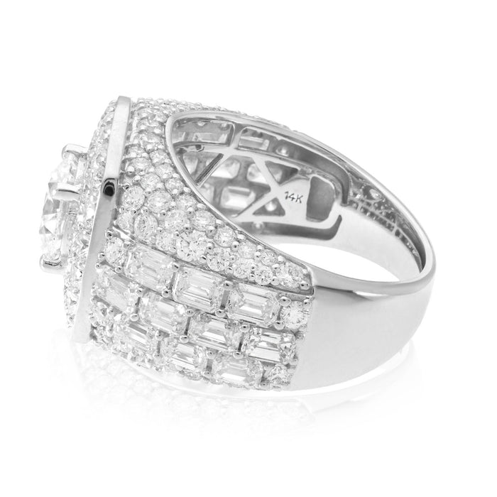 8.21TCW Lab-Grown Diamond 14k White Gold Men's Signet Ring