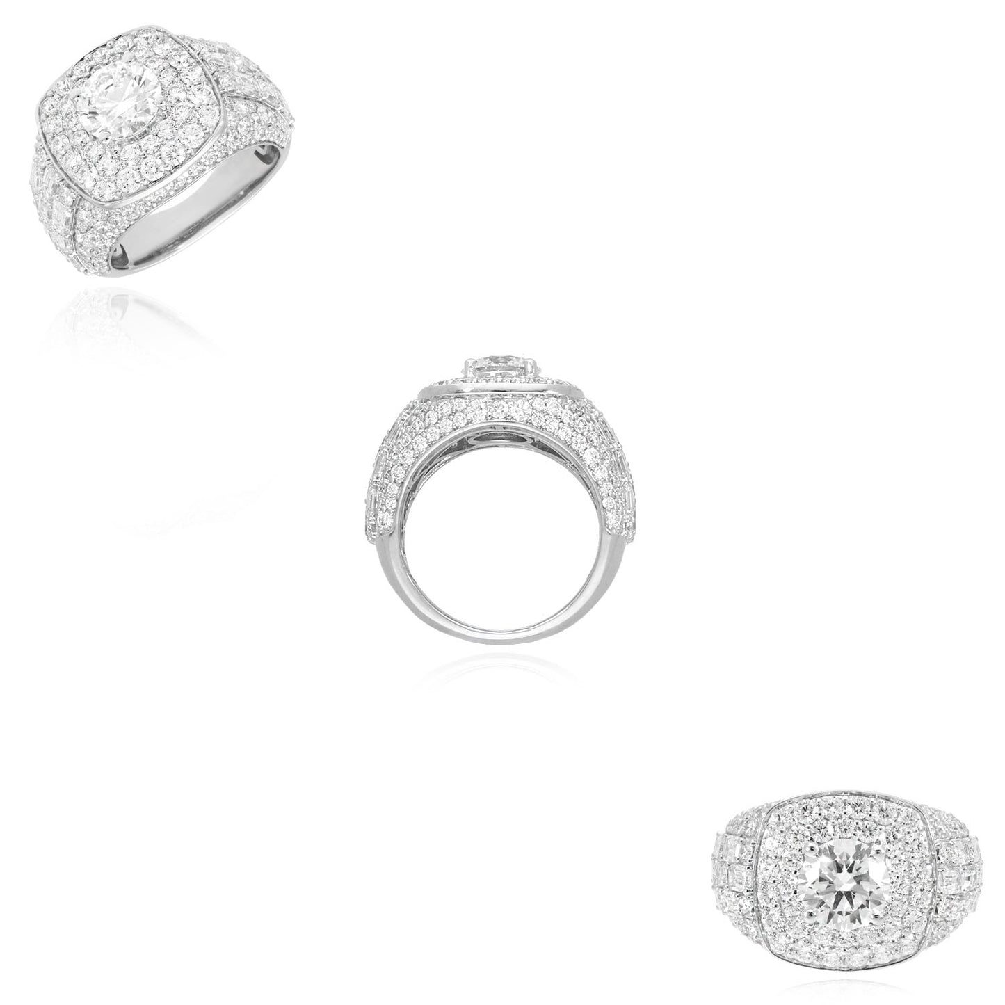 8.21TCW Lab-Grown Diamond 14k White Gold Men's Signet Ring