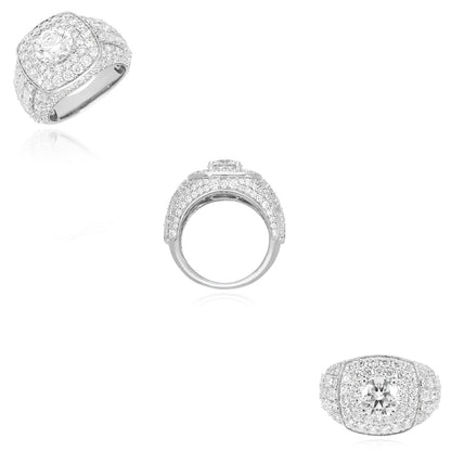 8.21TCW Lab-Grown Diamond 14k White Gold Men's Signet Ring