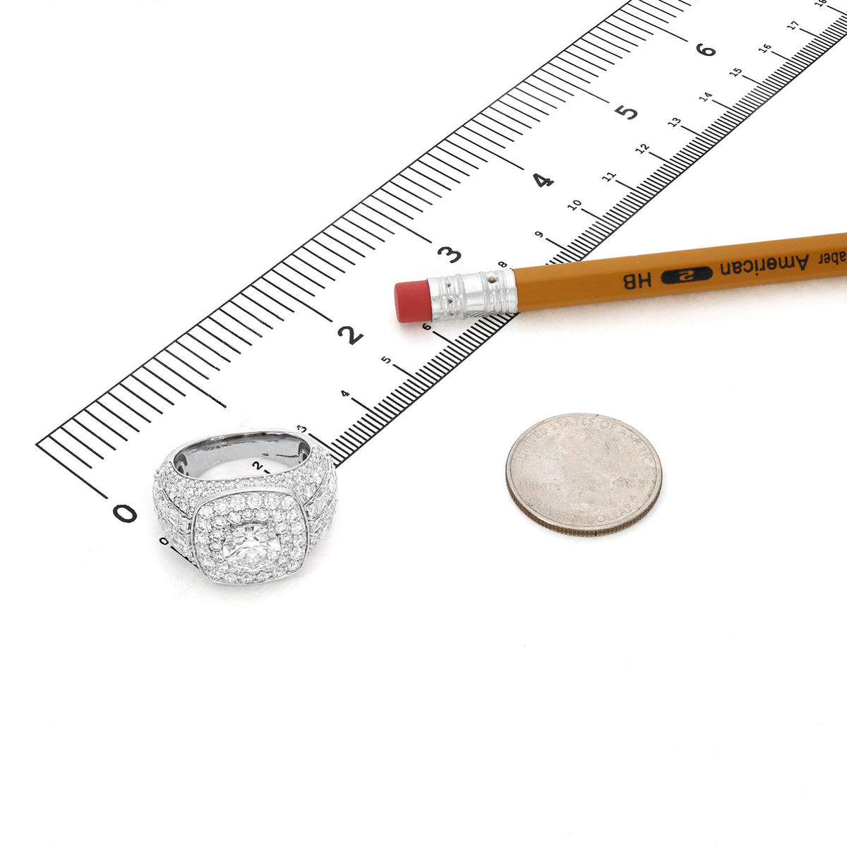 8.21TCW Lab-Grown Diamond 14k White Gold Men's Signet Ring