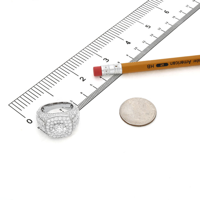 8.21TCW Lab-Grown Diamond 14k White Gold Men's Signet Ring