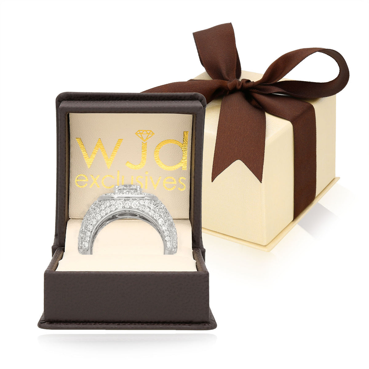 8.21TCW Lab-Grown Diamond 14k White Gold Men's Signet Ring