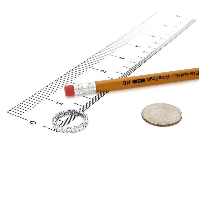 2.76CTW Lab-Grown Diamond 14k White Gold 3mm Emerald Eternity Band