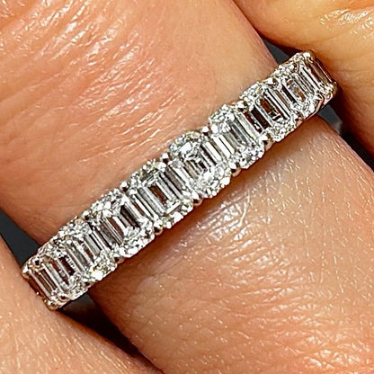 2.76CTW Lab-Grown Diamond 14k White Gold 3mm Emerald Eternity Band