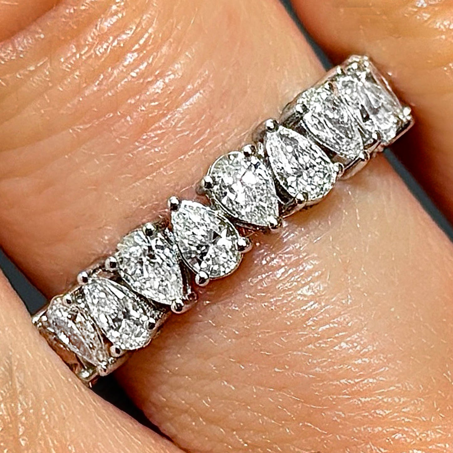 2.36CTW Lab-Grown Diamond 14K White Gold Pear-Cut 5mm Eternity Band