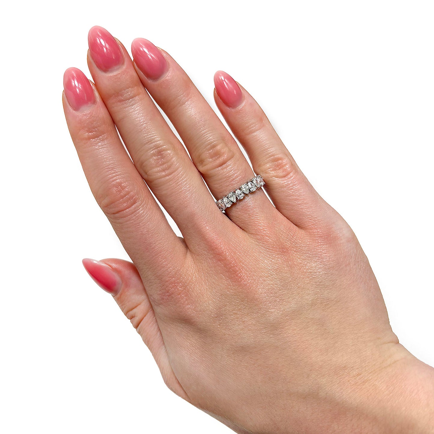 2.36CTW Lab-Grown Diamond 14K White Gold Pear-Cut 5mm Eternity Band