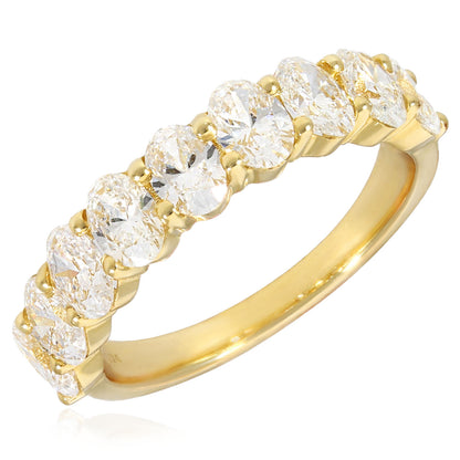 1.74CTW Lab-Grown Oval Diamond 14k Yellow Gold 5mm Half Eternity Band Ring