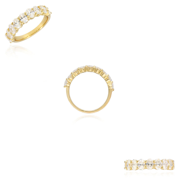 1.74CTW Lab-Grown Oval Diamond 14k Yellow Gold 5mm Half Eternity Band Ring