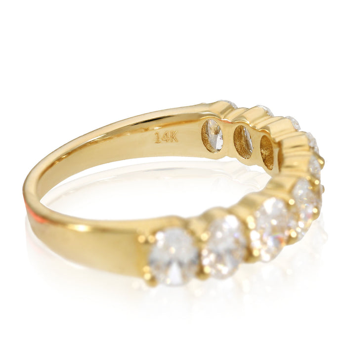 1.74CTW Lab-Grown Oval Diamond 14k Yellow Gold 5mm Half Eternity Band Ring