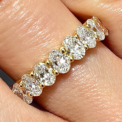 1.74CTW Lab-Grown Oval Diamond 14k Yellow Gold 5mm Half Eternity Band Ring