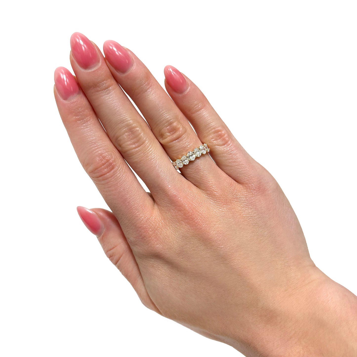 1.74CTW Lab-Grown Oval Diamond 14k Yellow Gold 5mm Half Eternity Band Ring