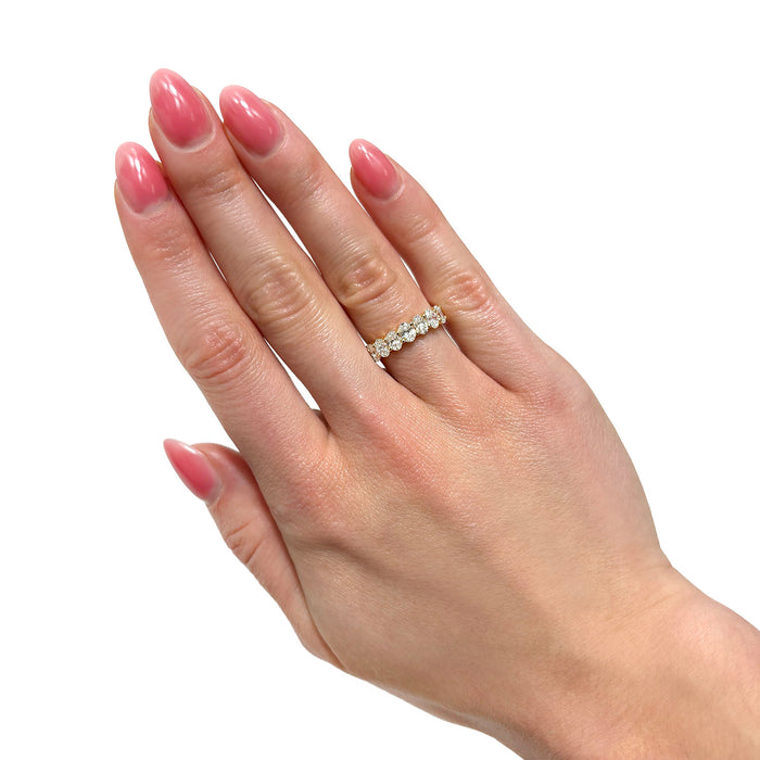 1.74CTW Lab-Grown Oval Diamond 14k Yellow Gold 5mm Half Eternity Band Ring