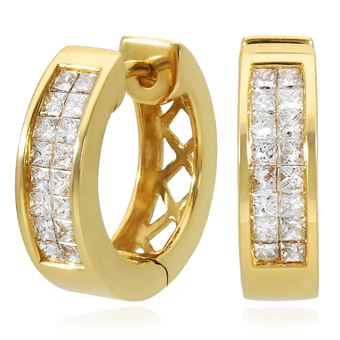 0.75CTW Lab-Grown Diamond 14K Yellow Gold 15mm Huggie Hoop Earrings