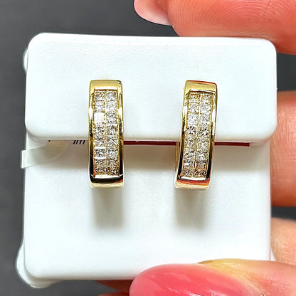 0.75CTW Lab-Grown Diamond 14K Yellow Gold 15mm Huggie Hoop Earrings
