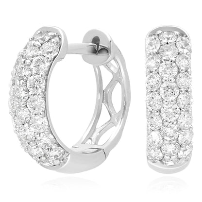 0.75CTW Lab-Grown Diamond 14K White Gold Huggie Hoop Earrings 11mm