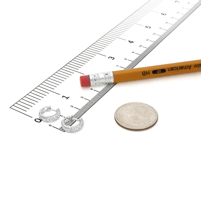 0.75CTW Lab-Grown Diamond 14K White Gold Huggie Hoop Earrings 11mm