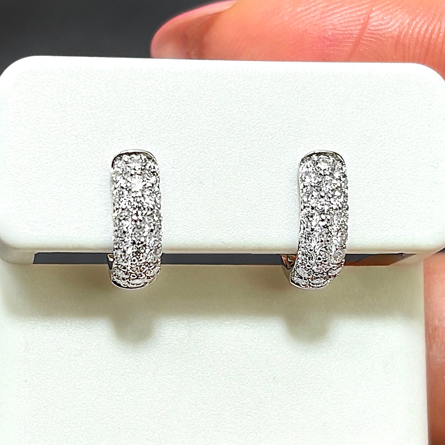 0.75CTW Lab-Grown Diamond 14K White Gold Huggie Hoop Earrings 11mm