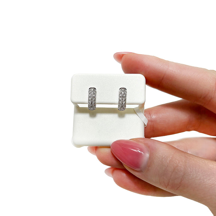 0.75CTW Lab-Grown Diamond 14K White Gold Huggie Hoop Earrings 11mm