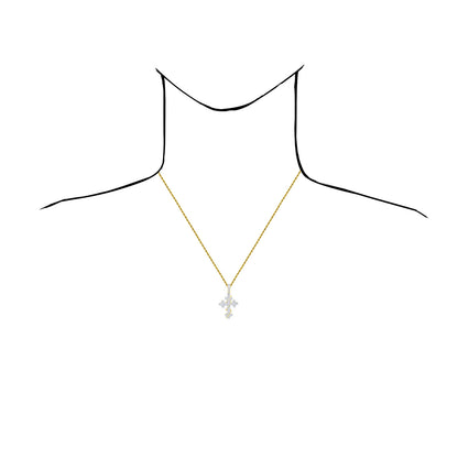 1.50TCW Natural Diamond 10K Yellow Gold Cross Pendant 1.6"