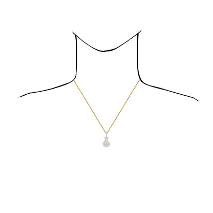 0.60CTW Natural Diamond 10K Yellow Gold Money Bag Pendant 1.5"