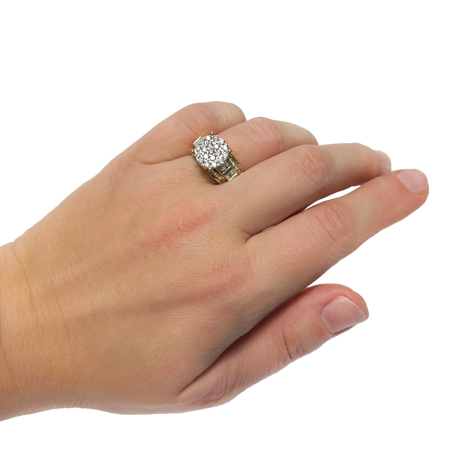 1.50CTW Natural Diamond 10K Yellow Gold Round Engagement Ring 11mm