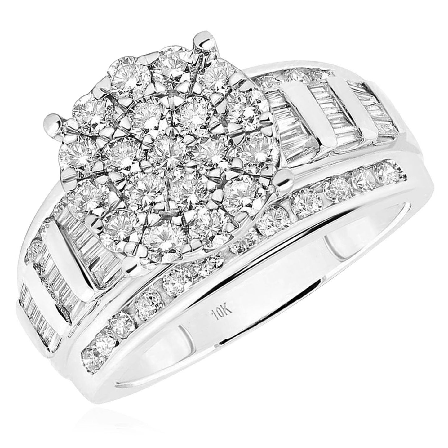 1.50CTW Natural Diamond 10k White Gold Round Bridal Engagement Ring