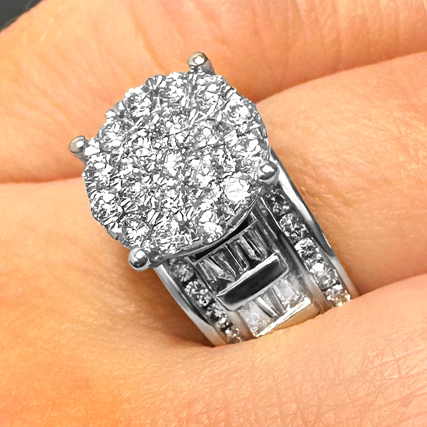 1.50CTW Natural Diamond 10k White Gold Round Bridal Engagement Ring