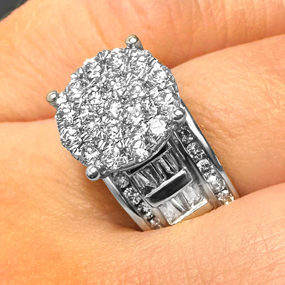 1.50CTW Natural Diamond 10k White Gold Round Bridal Engagement Ring