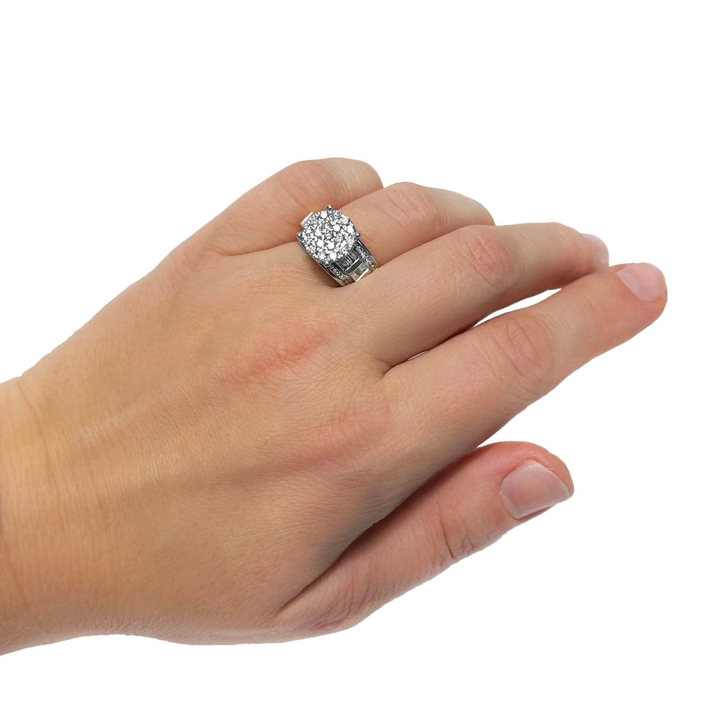 1.50CTW Natural Diamond 10k White Gold Round Bridal Engagement Ring