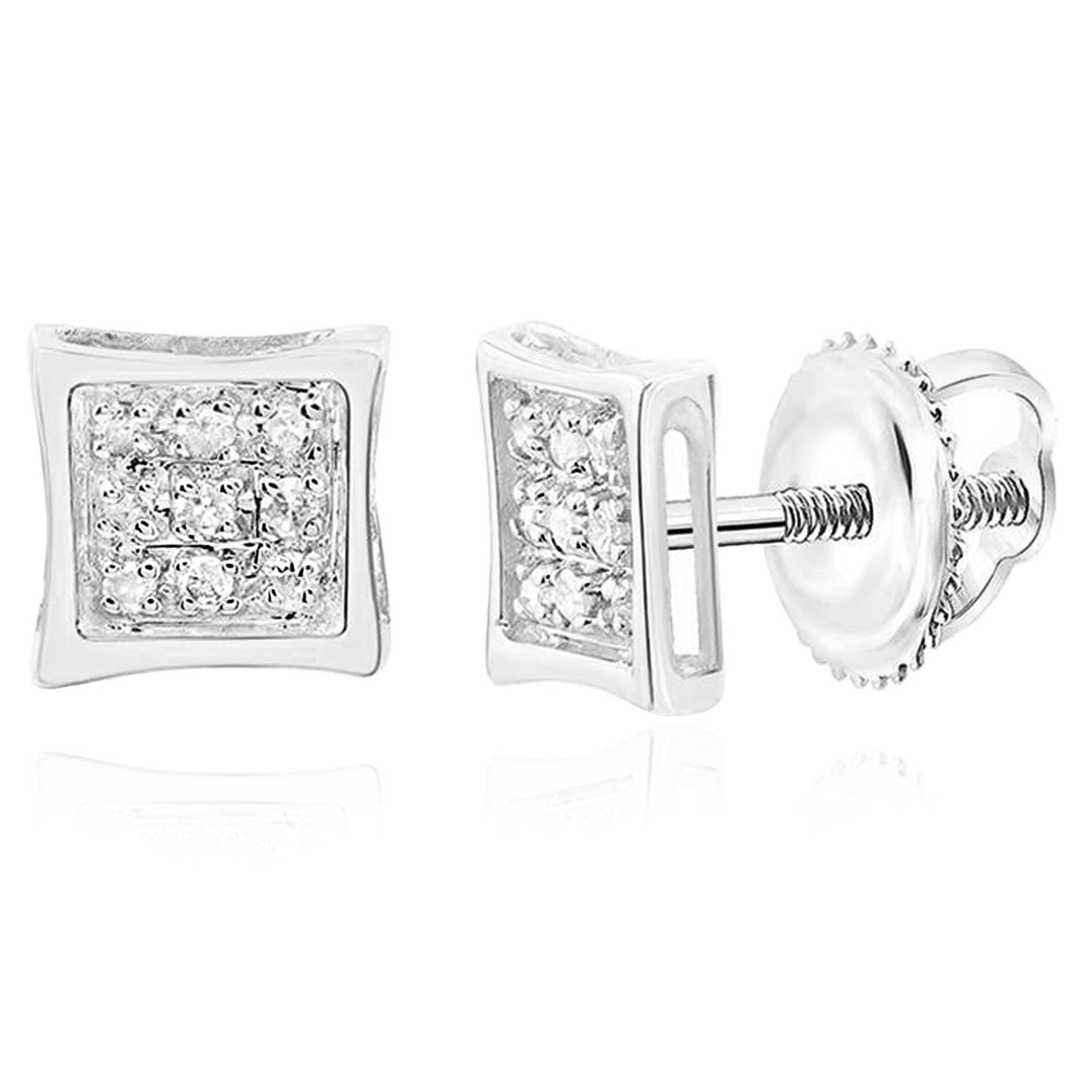 0.05CTW Natural Diamond 10K Yellow and White Gold Square Kite Stud Earrings