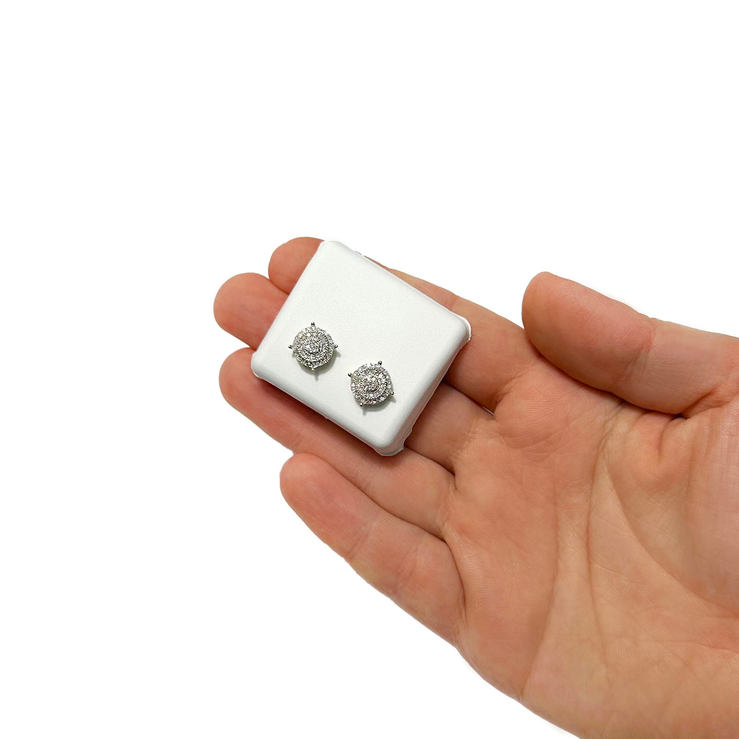 0.37CTW Natural Diamond 10K Yellow Gold Cluster Stud Earrings 9mm