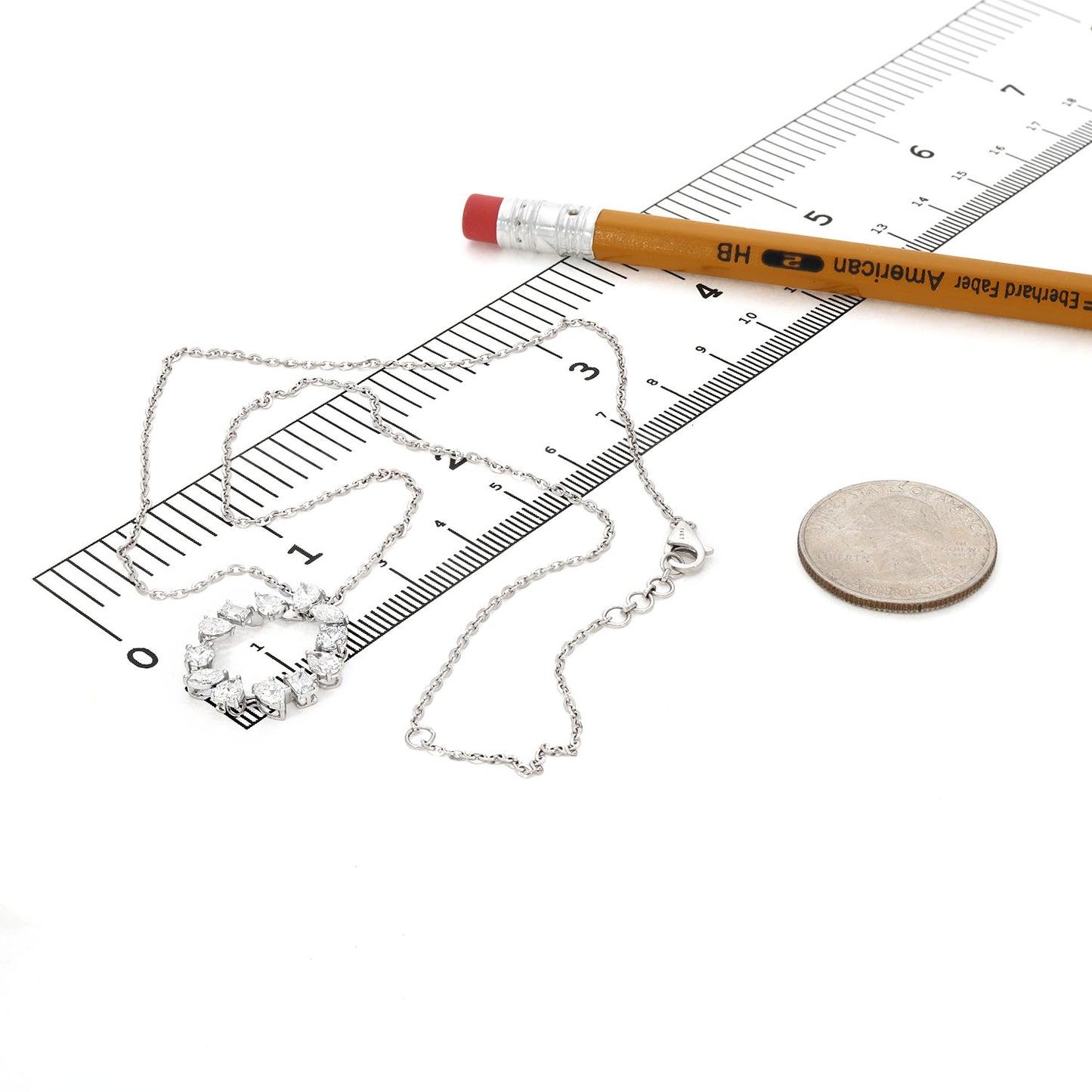 2.20TCW Lab-Grown Diamond 14k White Gold Circle Pendant with Cable Chain (Solid Link) 16"-18"