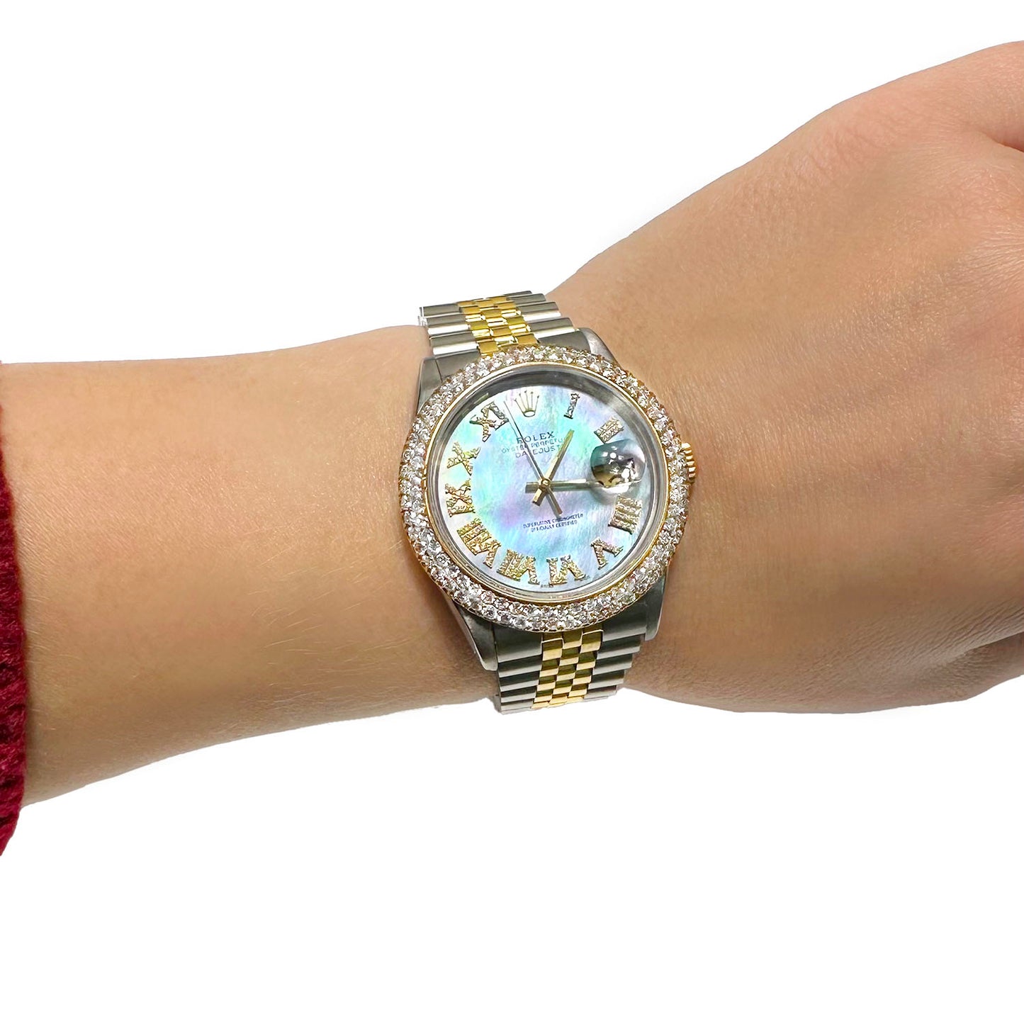 Rolex Datejust 16013 Jubilee Band Custom Diamond Bezel Tahitian MOP Dial 36mm Watch