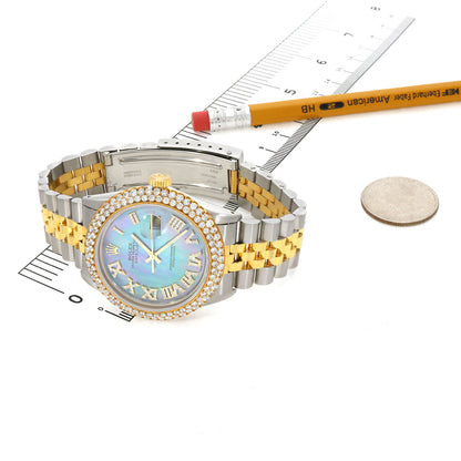 Rolex Datejust 16013 Jubilee Band Custom Diamond Bezel Tahitian MOP Dial 36mm Watch