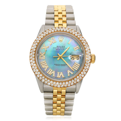 Rolex Datejust 16013 Jubilee Band Custom Diamond Bezel Tahitian MOP Dial 36mm Watch