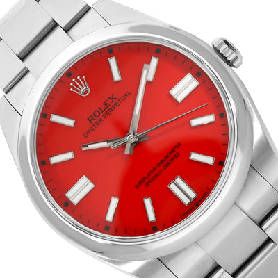 Rolex Oyster Perpetual 124300 41mm Automatic Red Dial Men's Watch