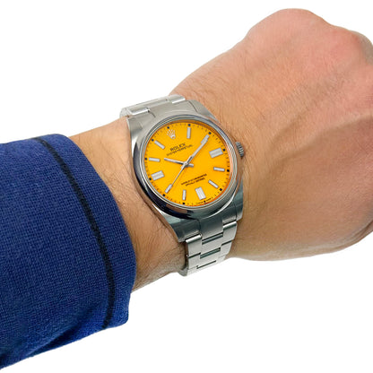Rolex Oyster Perpetual 124300 41mm Automatic Yellow Dial Men's Watch