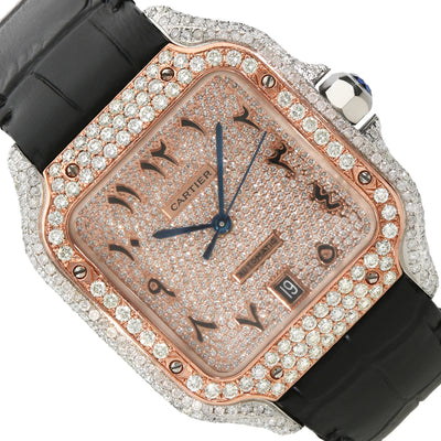 NEW 4.50TCW Natural Diamond Cartier Santos Large 40mm Pave Arabic Dial Men's Watch